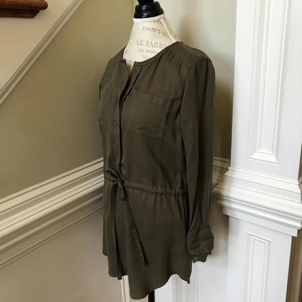 Michael Stars Shirt Dress XS Green Long Sleeve - Picture 9 of 13